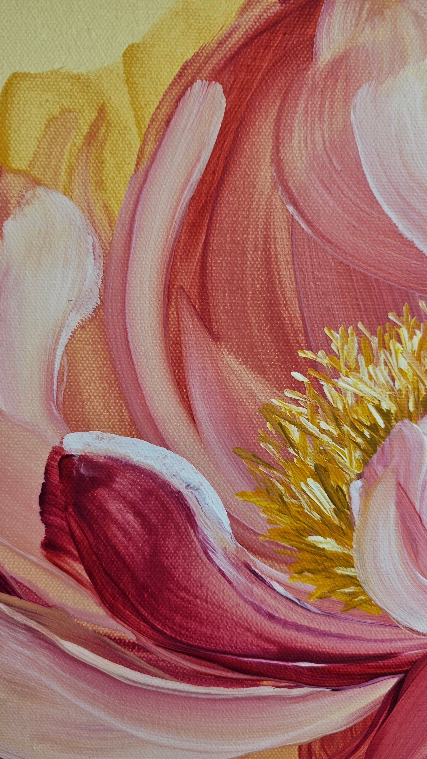"Fresh Wonder" 1 _ 12x12 Peony Flower Painting by Zoe White _ Acrylic on canvas