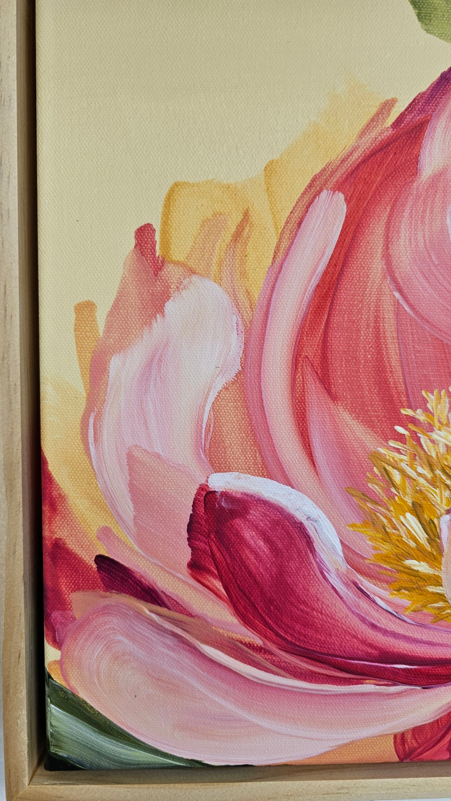 "Fresh Wonder" 1 _ 12x12 Peony Flower Painting by Zoe White _ Acrylic on canvas