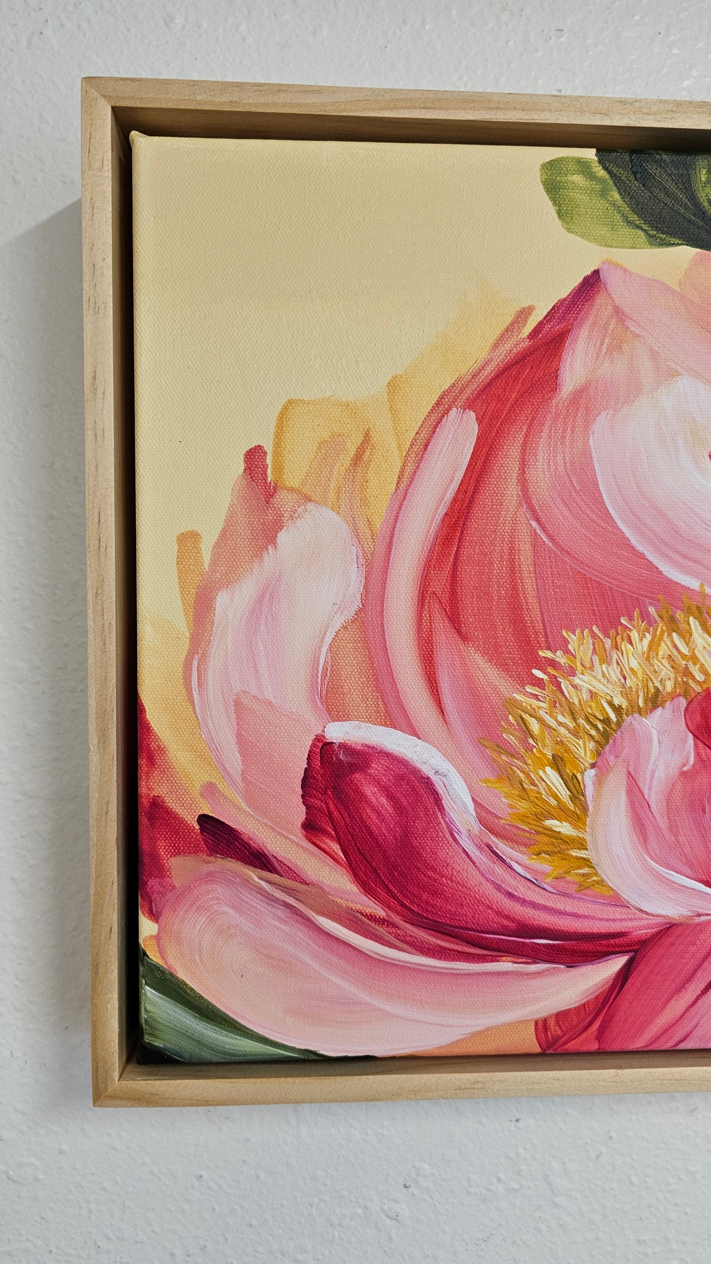 "Fresh Wonder" 1 _ 12x12 Peony Flower Painting by Zoe White _ Acrylic on canvas