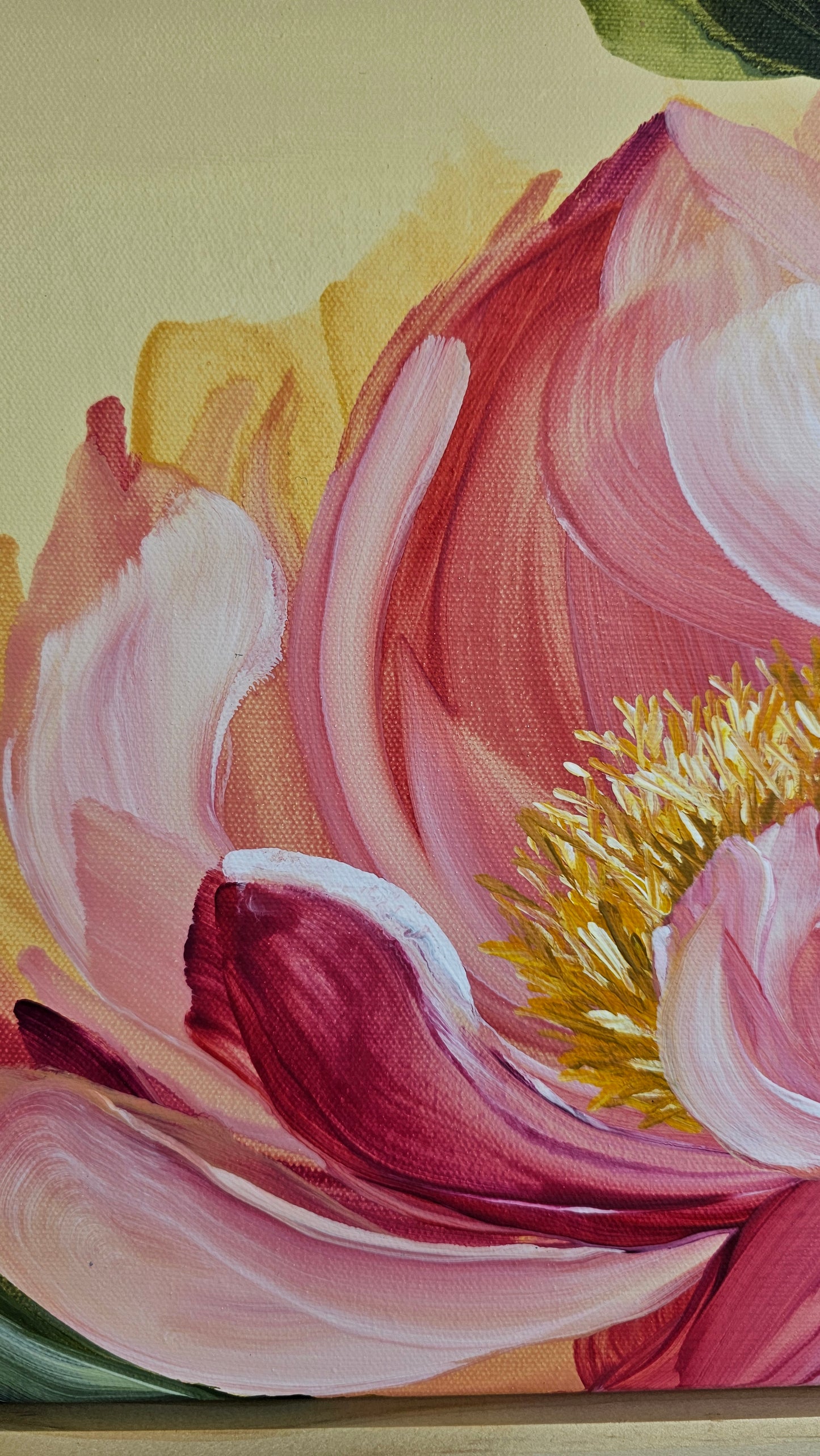 "Fresh Wonder" 1 _ 12x12 Peony Flower Painting by Zoe White _ Acrylic on canvas