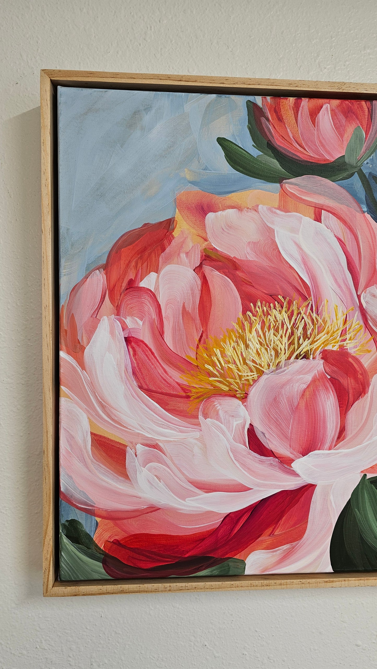 "Fresh Wonder" #1 Peony Flower Painting by Zoe White _ Acrylic on canvas