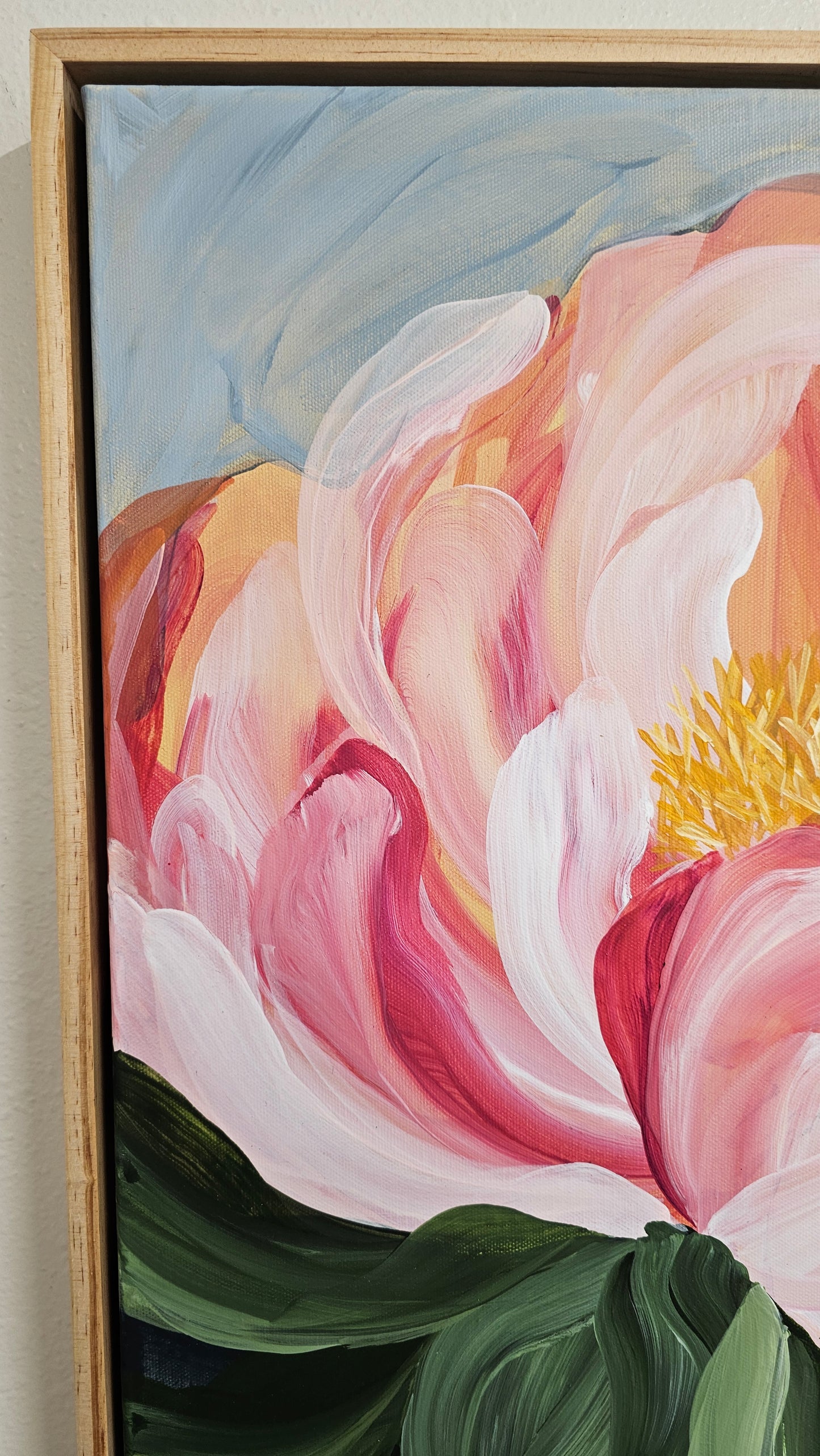 "Fresh Wonder" #2 Peony Flower Painting by Zoe White _ Acrylic on canvas