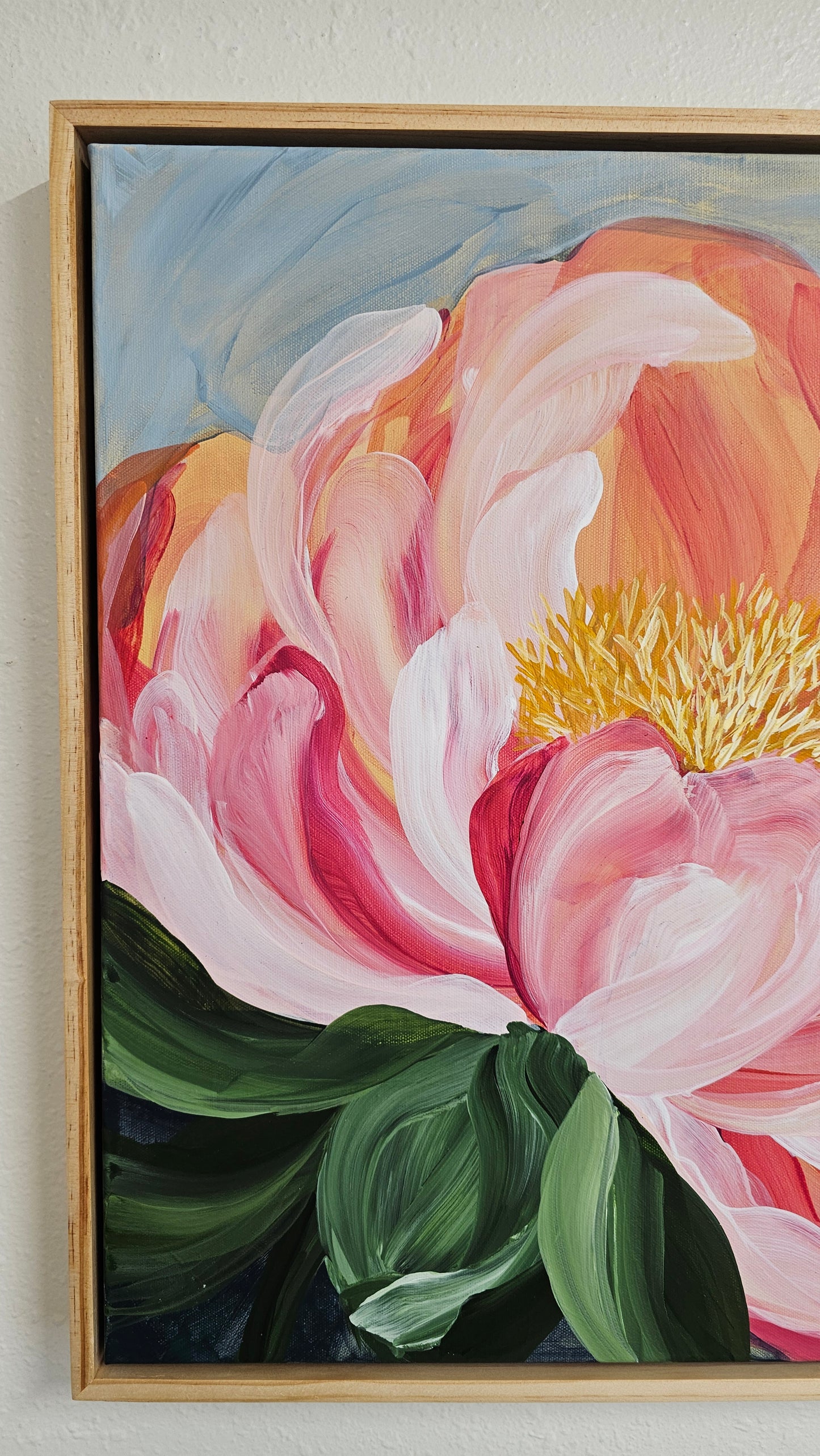 "Fresh Wonder" #2 Peony Flower Painting by Zoe White _ Acrylic on canvas
