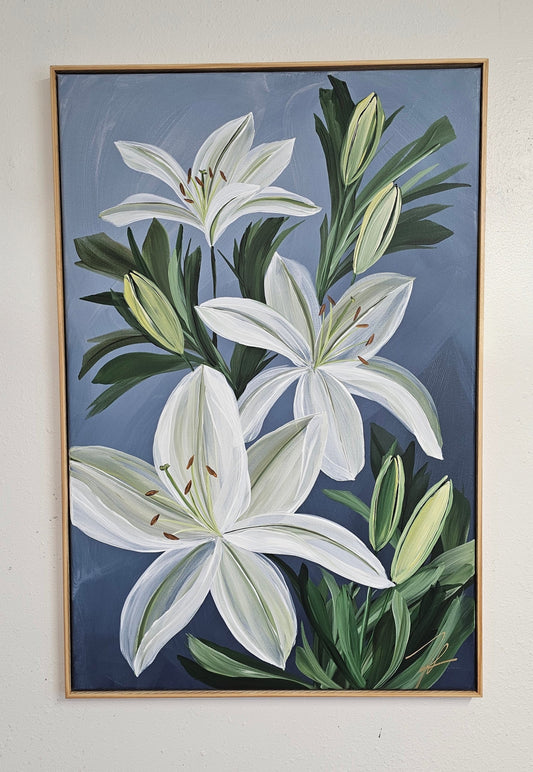 "Fresh"  _ Casablanca Lily Flower Painting by Zoe White _ Acrylic on canvas