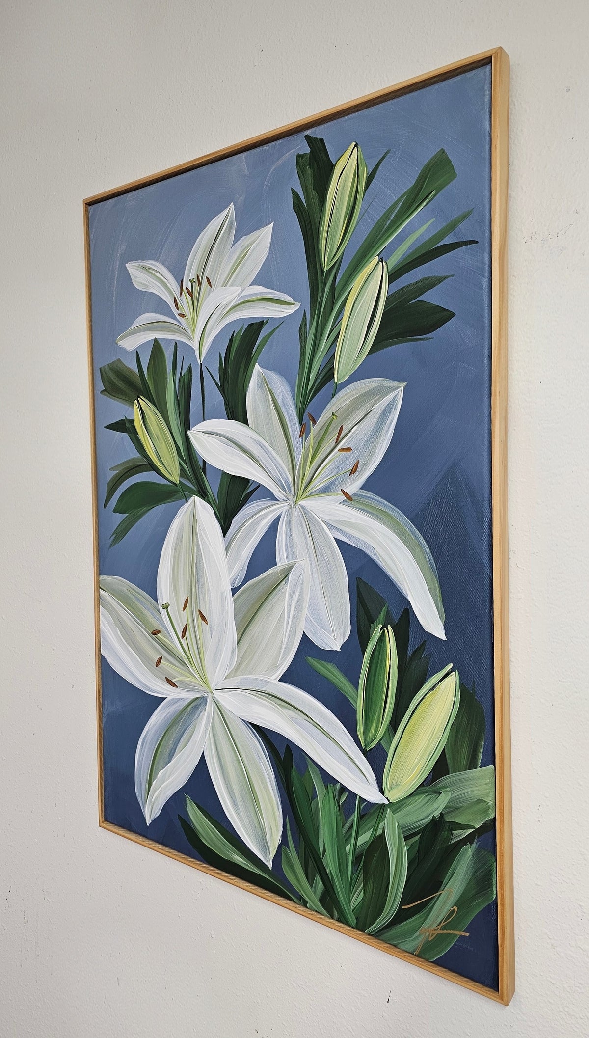 "Fresh"  _ Casablanca Lily Flower Painting by Zoe White _ Acrylic on canvas