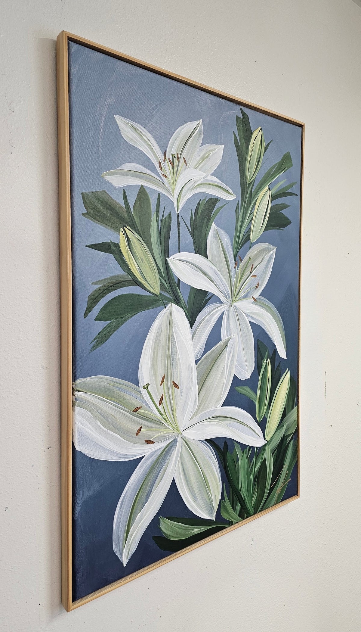 "Fresh"  _ Casablanca Lily Flower Painting by Zoe White _ Acrylic on canvas