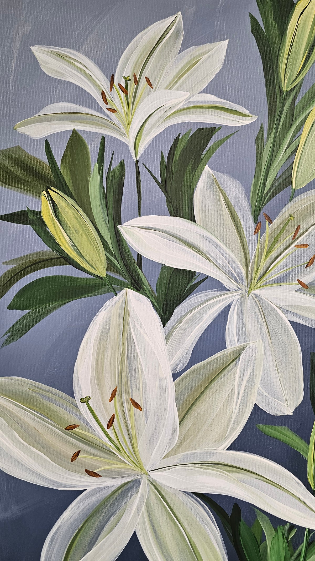"Fresh"  _ Casablanca Lily Flower Painting by Zoe White _ Acrylic on canvas