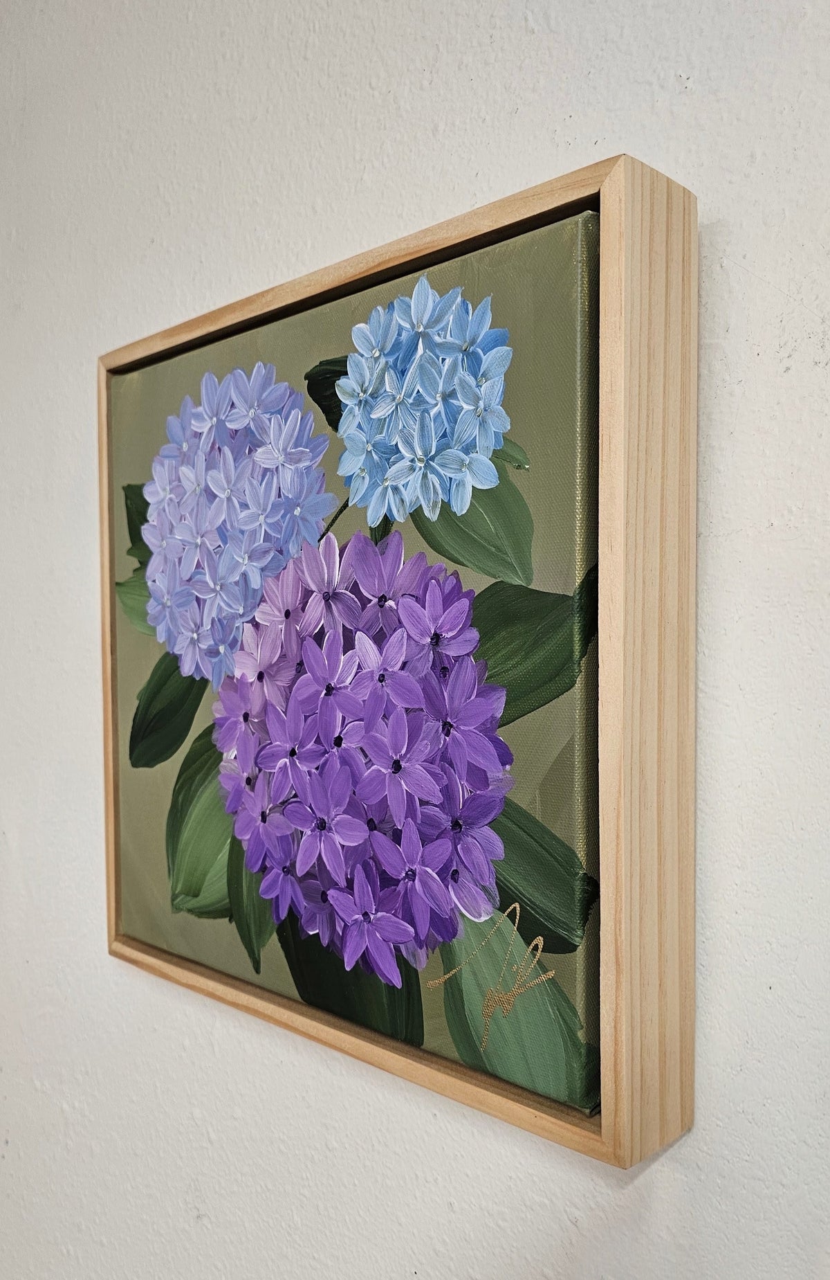 "Heritage" 2 _ 12x12 hydrangeas Flower Painting by Zoe White _ Acrylic on canvas