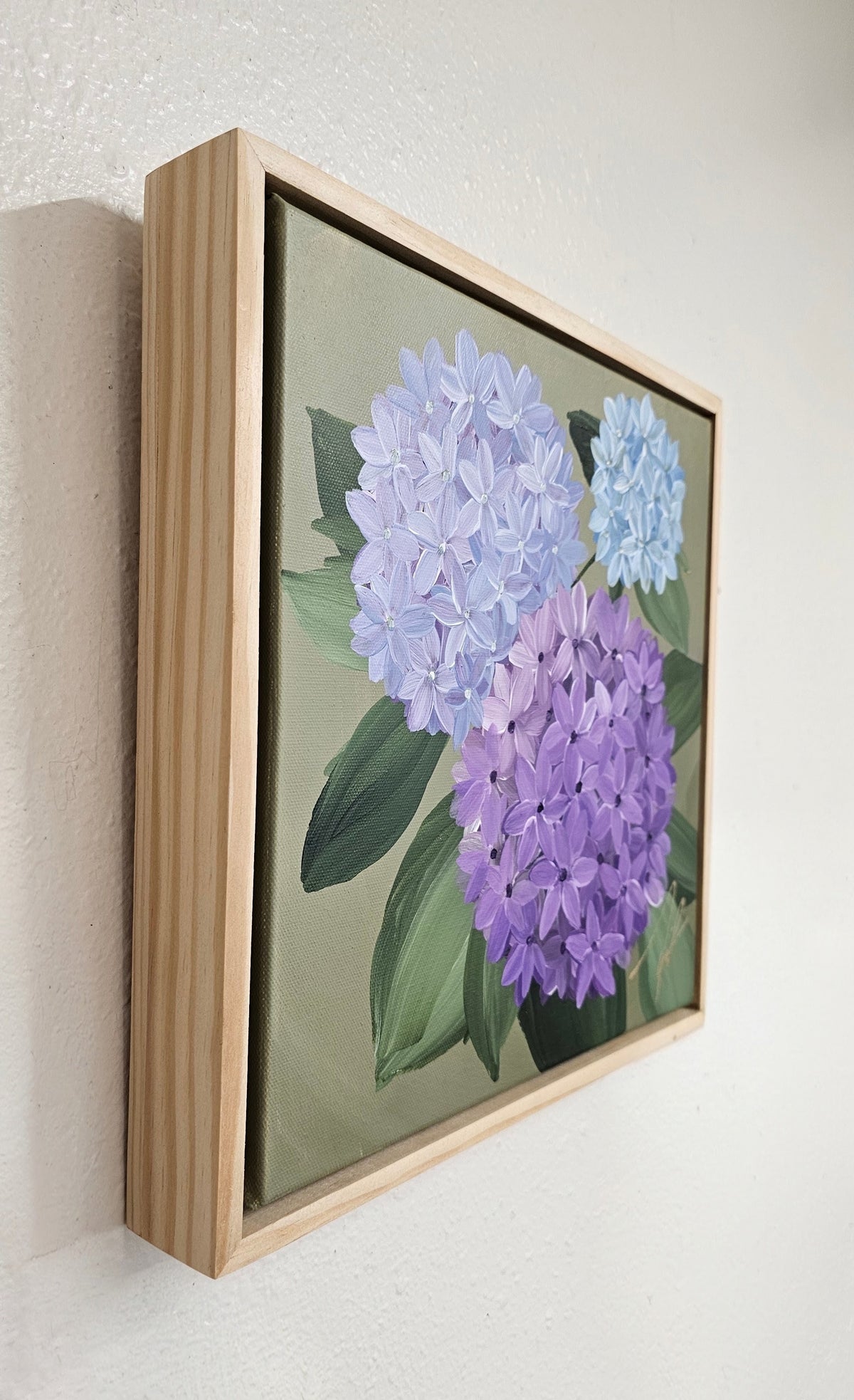 "Heritage" 2 _ 12x12 hydrangeas Flower Painting by Zoe White _ Acrylic on canvas