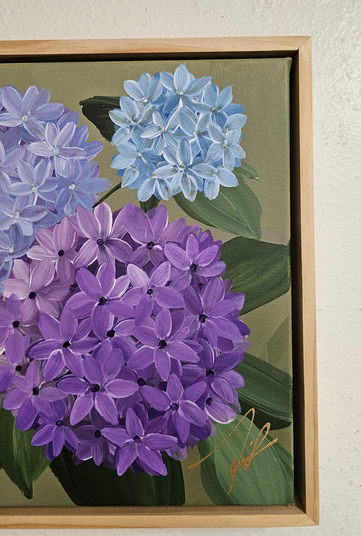 "Heritage" 2 _ 12x12 hydrangeas Flower Painting by Zoe White _ Acrylic on canvas