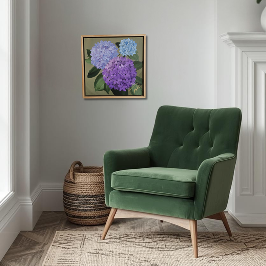 "Heritage" 2 _ 12x12 hydrangeas Flower Painting by Zoe White _ Acrylic on canvas