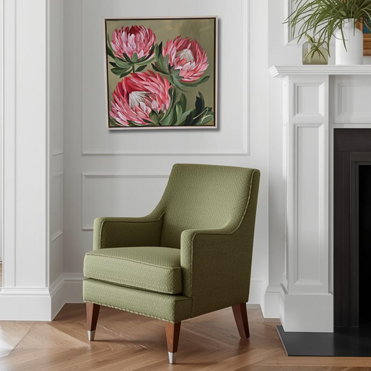 "Radiant" #6  Protea Flower Painting by Zoe White _ Acrylic on canvas