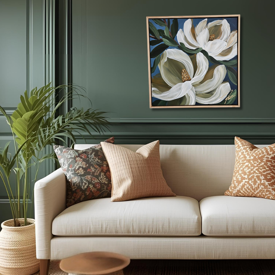 "Beautiful" #2  Magnolia Flower Painting by Zoe White _ Acrylic on canvas