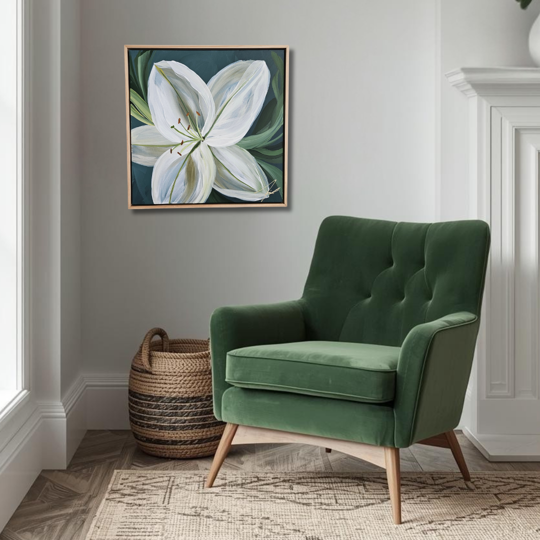 "Fresh" #1 Lily Flower Painting by Zoe White _ Acrylic on canvas