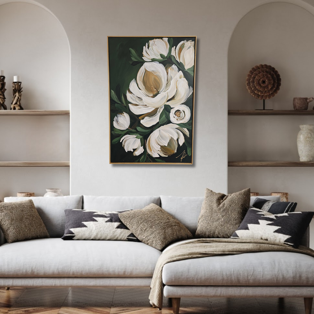 "Bold"  _Magnolia Flower Painting by Zoe White _ Acrylic on canvas