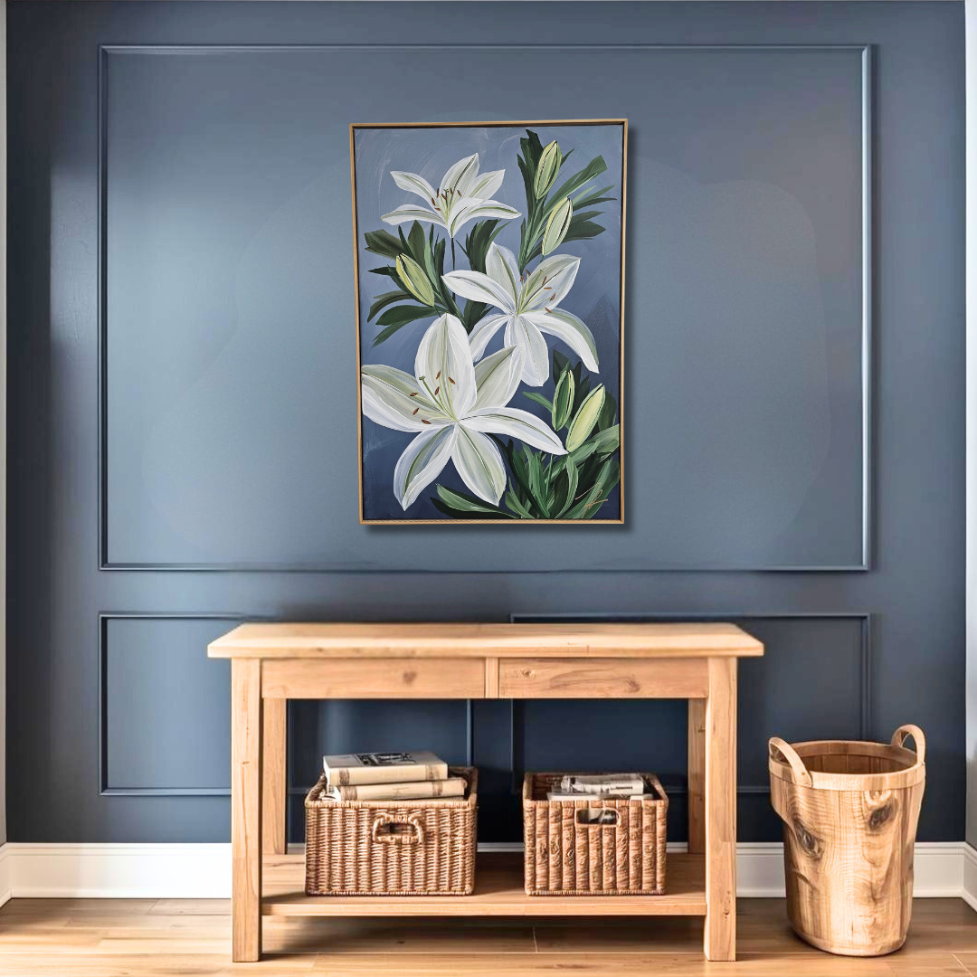 "Fresh"  _ Casablanca Lily Flower Painting by Zoe White _ Acrylic on canvas