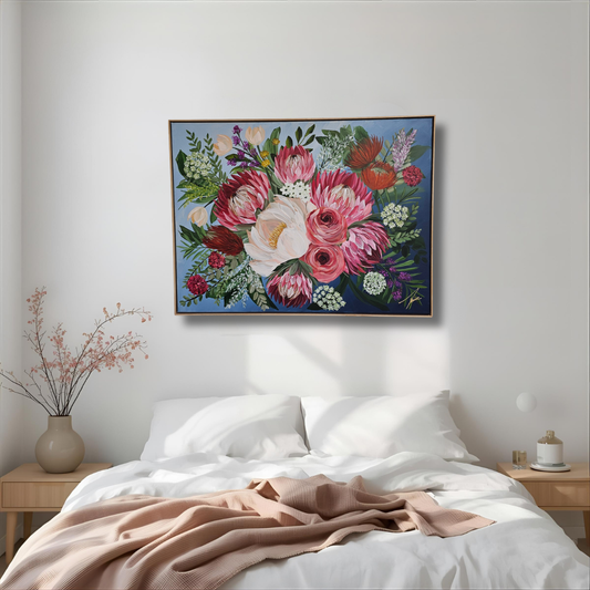 "Brilliance"  _ Protea Bouquet Flower Painting_ Zoe White Art