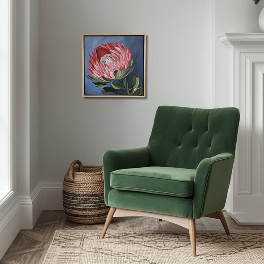 "Radiant" #1  Protea Flower Painting by Zoe White _ Acrylic on canvas