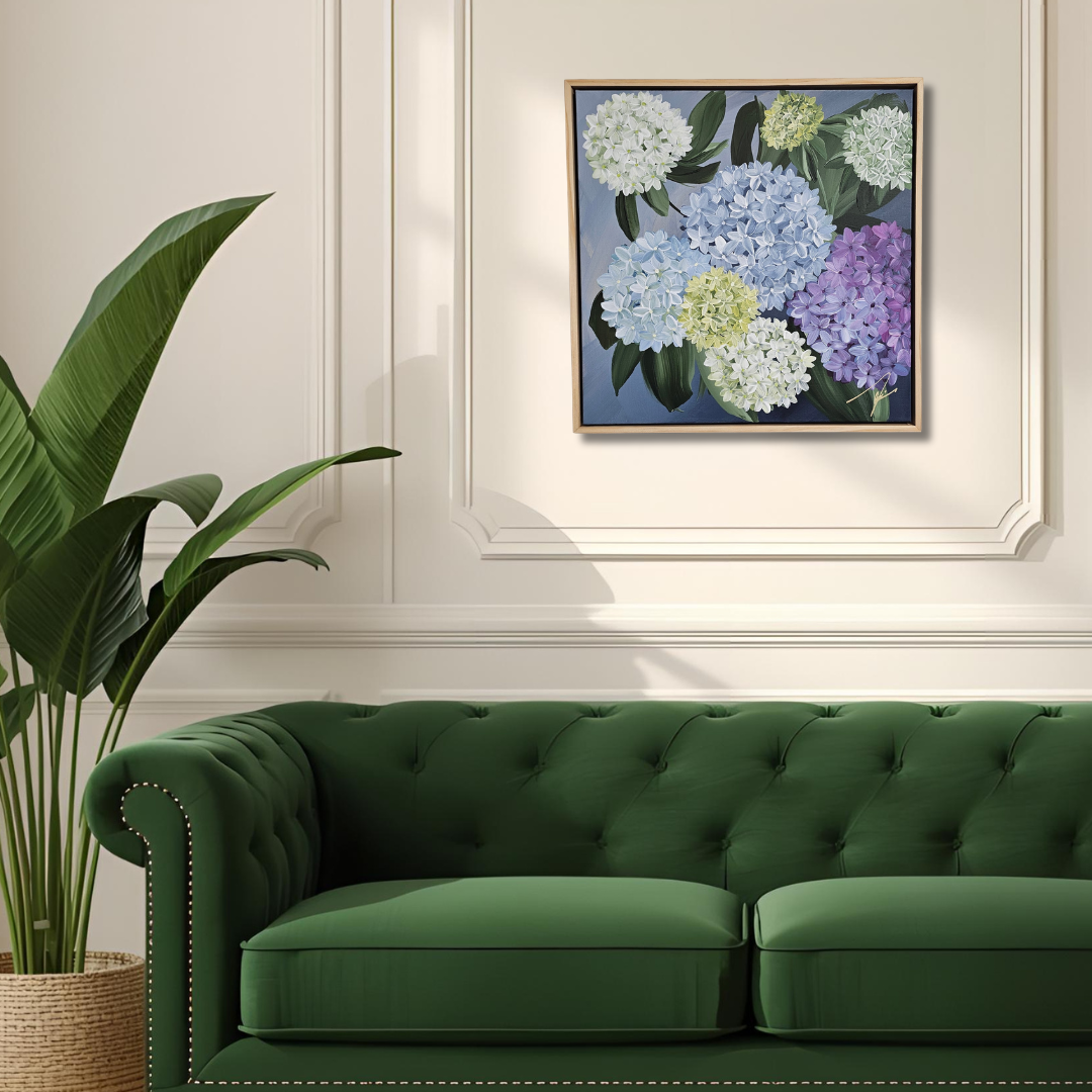 "Heritage" 6_ 20x20 Hydrangeas Flower Painting by Zoe White _ Acrylic on canvas