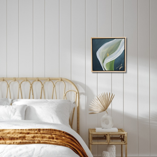 "Elegant" #4_ 12x12 Calla Lily Flower Painting by Zoe White _ Acrylic on canvas