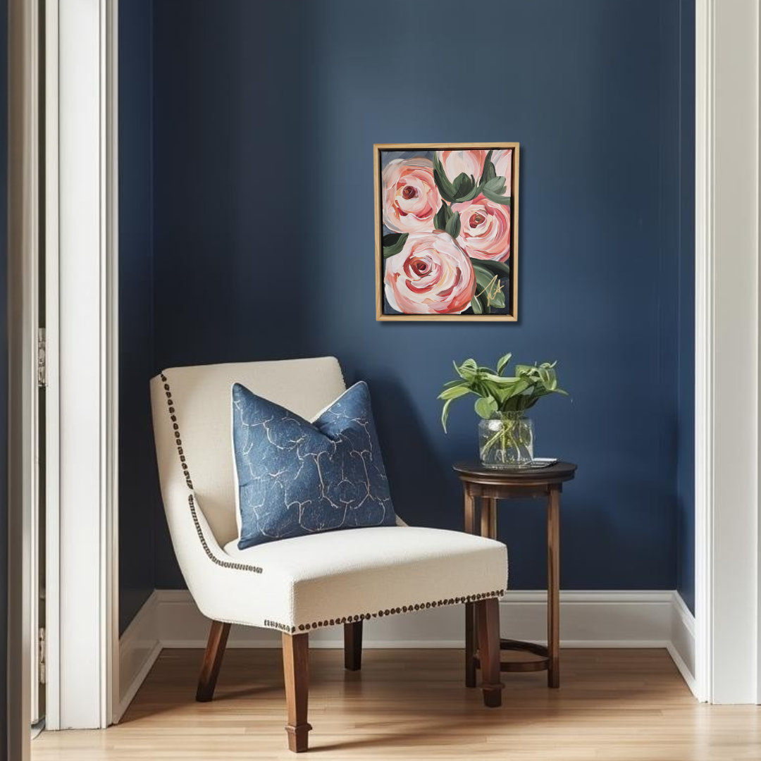 "Buds of Light" Rose Flower Painting by Zoe White _ Acrylic on canvas