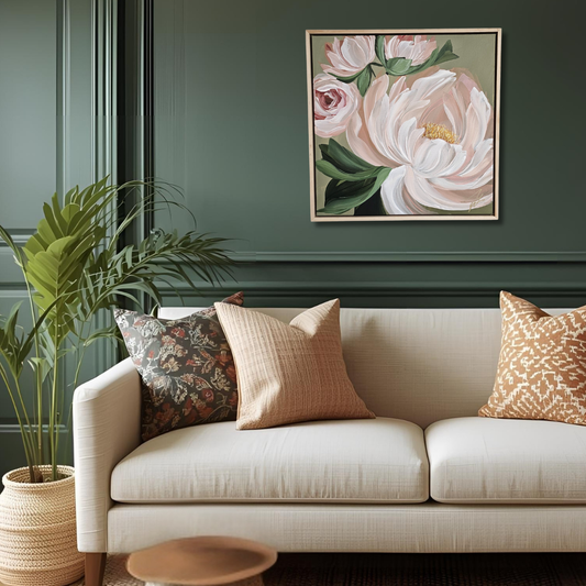 "New Chapter" #2 Peony Flower Painting by Zoe White _ Acrylic on canvas