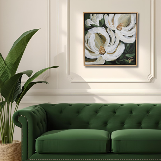 "Strong & Beautiful" #4  Magnolia Flower Painting by Zoe White _ Acrylic on canvas