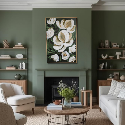 "Strong & Beautiful" #2  _Magnolia Flower Painting by Zoe White _ Acrylic on canvas