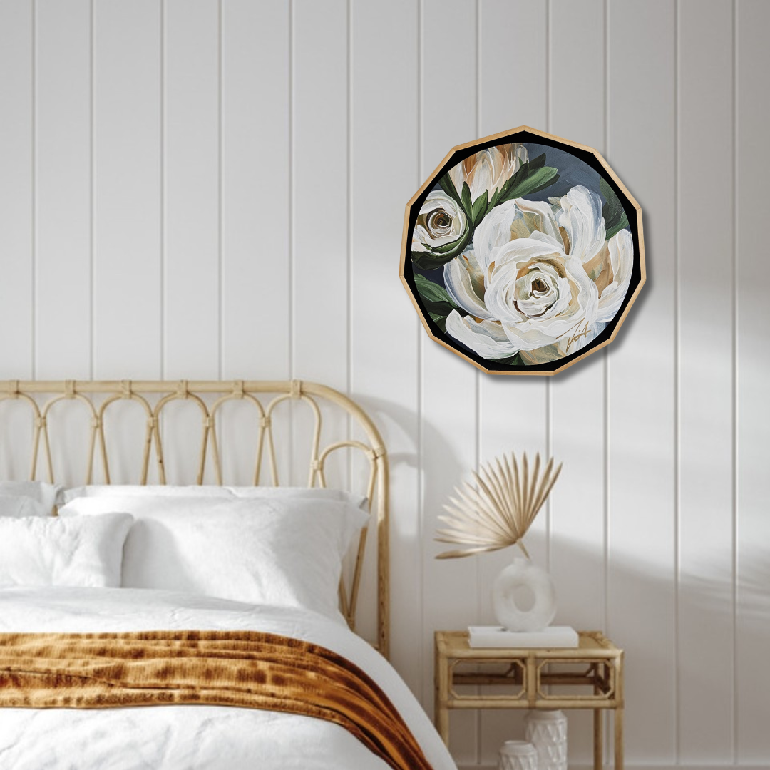 🔴SOLD "Beauty" Gardenia Flower Painting by Zoe White _ Acrylic on canvas