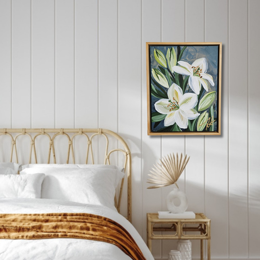 🔴SOLD "Fresh" #3 Casablanca Lily Flower Painting by Zoe White _ Acrylic on canvas