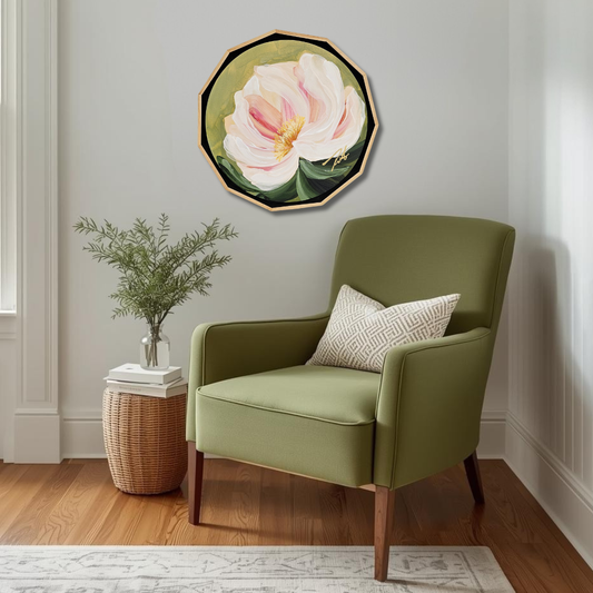 "New Chapter" Peony Flower Painting by Zoe White _ Acrylic on canvas