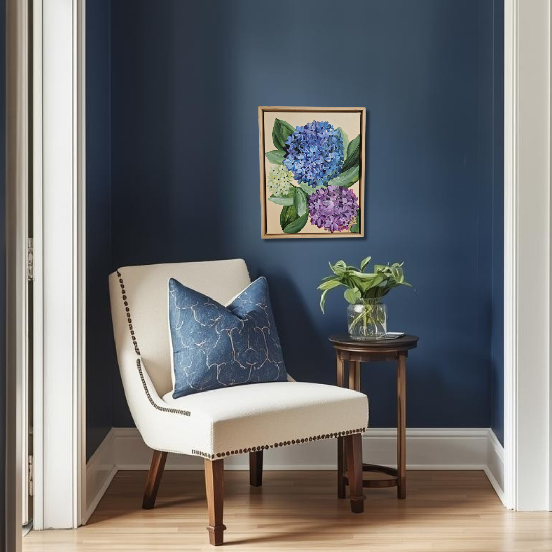 "Legacy" 4 Hydrangeas Flower Painting by Zoe White _ Acrylic on canvas