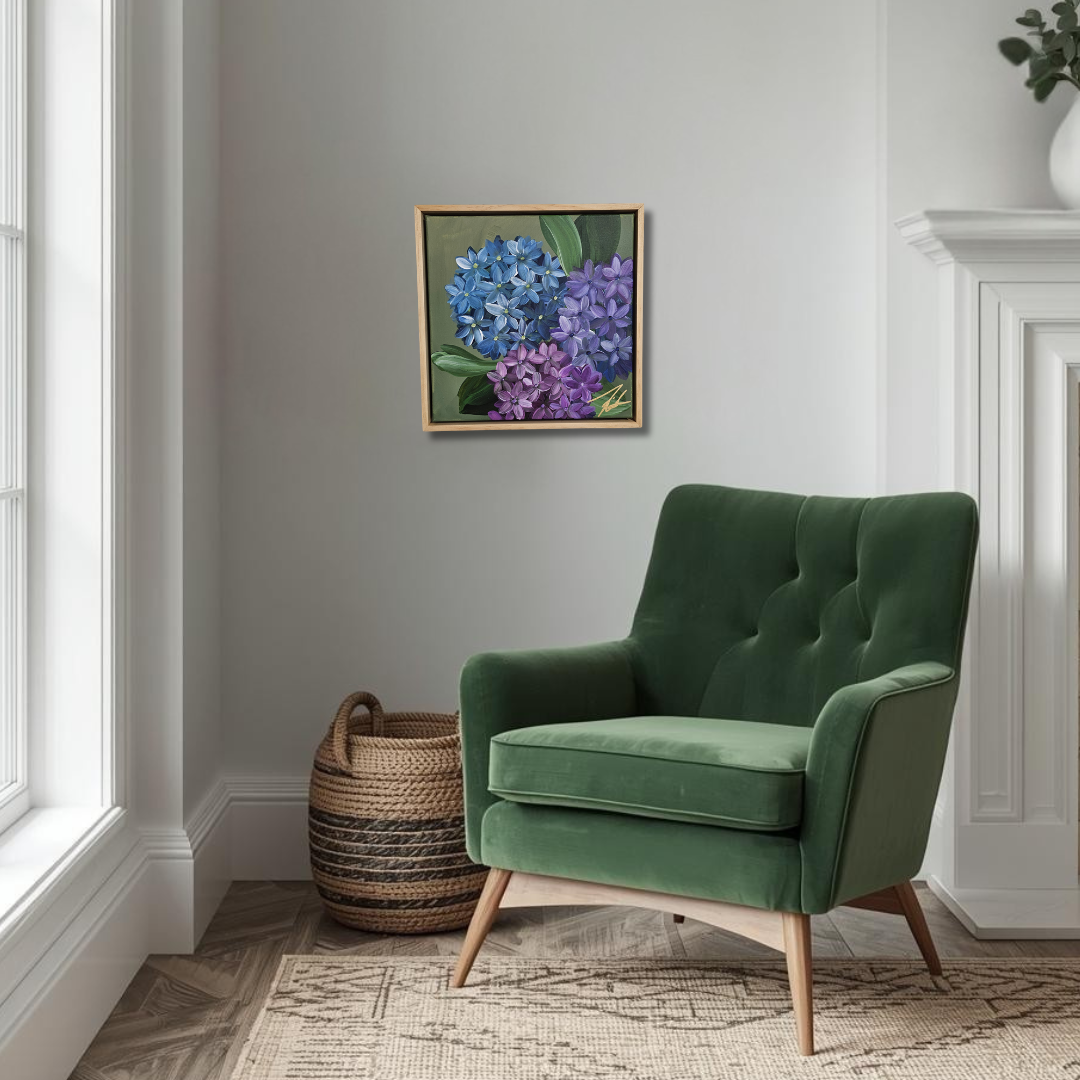"Legacy" 5_ 12x12 hydrangeas Flower Painting by Zoe White _ Acrylic on canvas