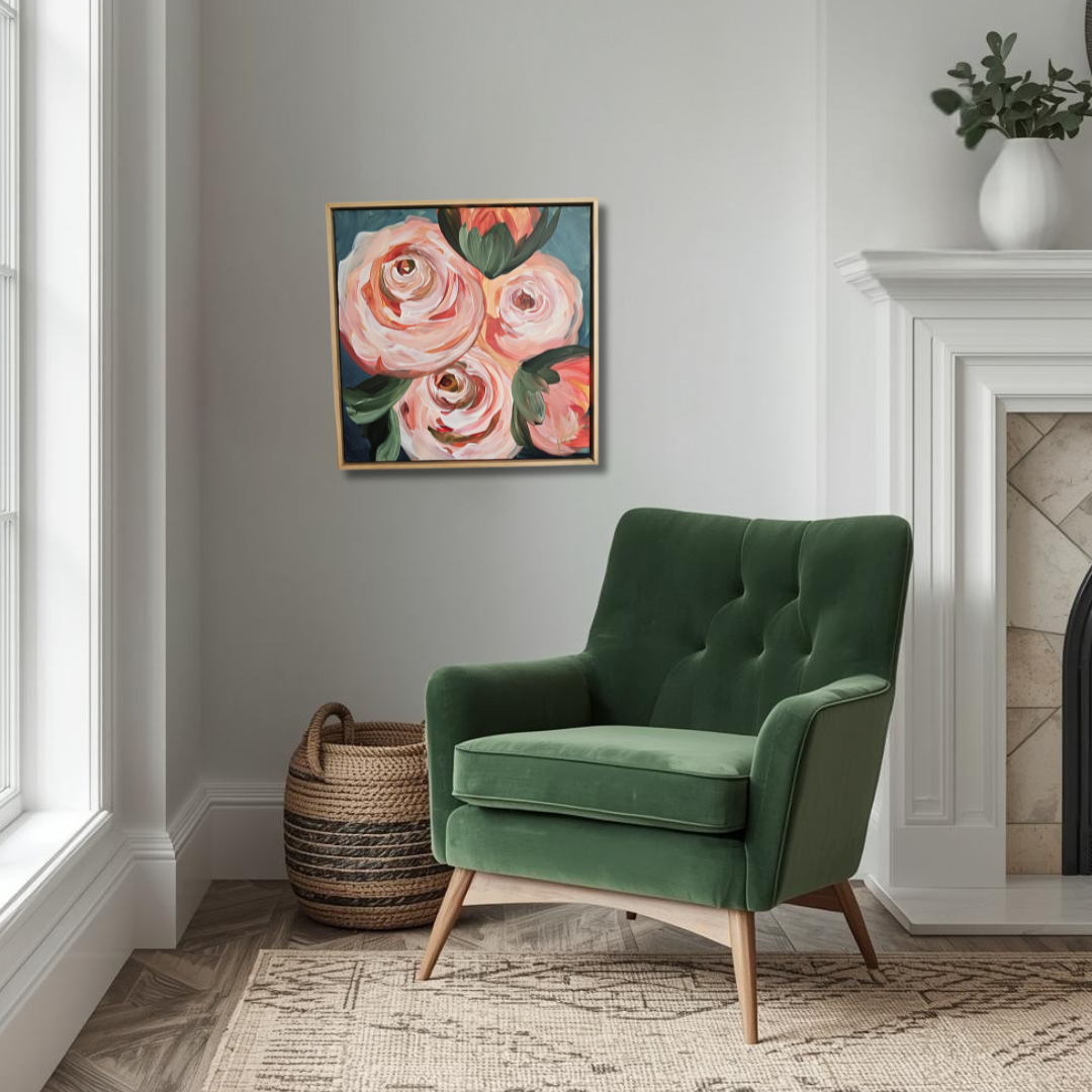 "Buds"#4 Rose Flower Painting by Zoe White _ Acrylic on canvas