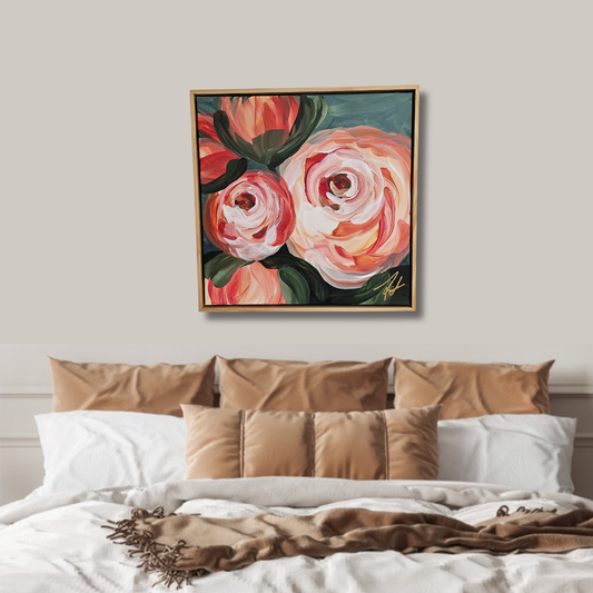 "Buds"#3 Rose Flower Painting by Zoe White _ Acrylic on canvas