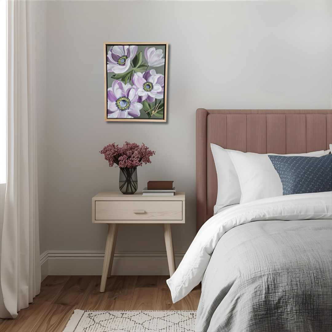 "Embrace" 2 _ Anemone Flower Painting by Zoe White _ Acrylic on canvas