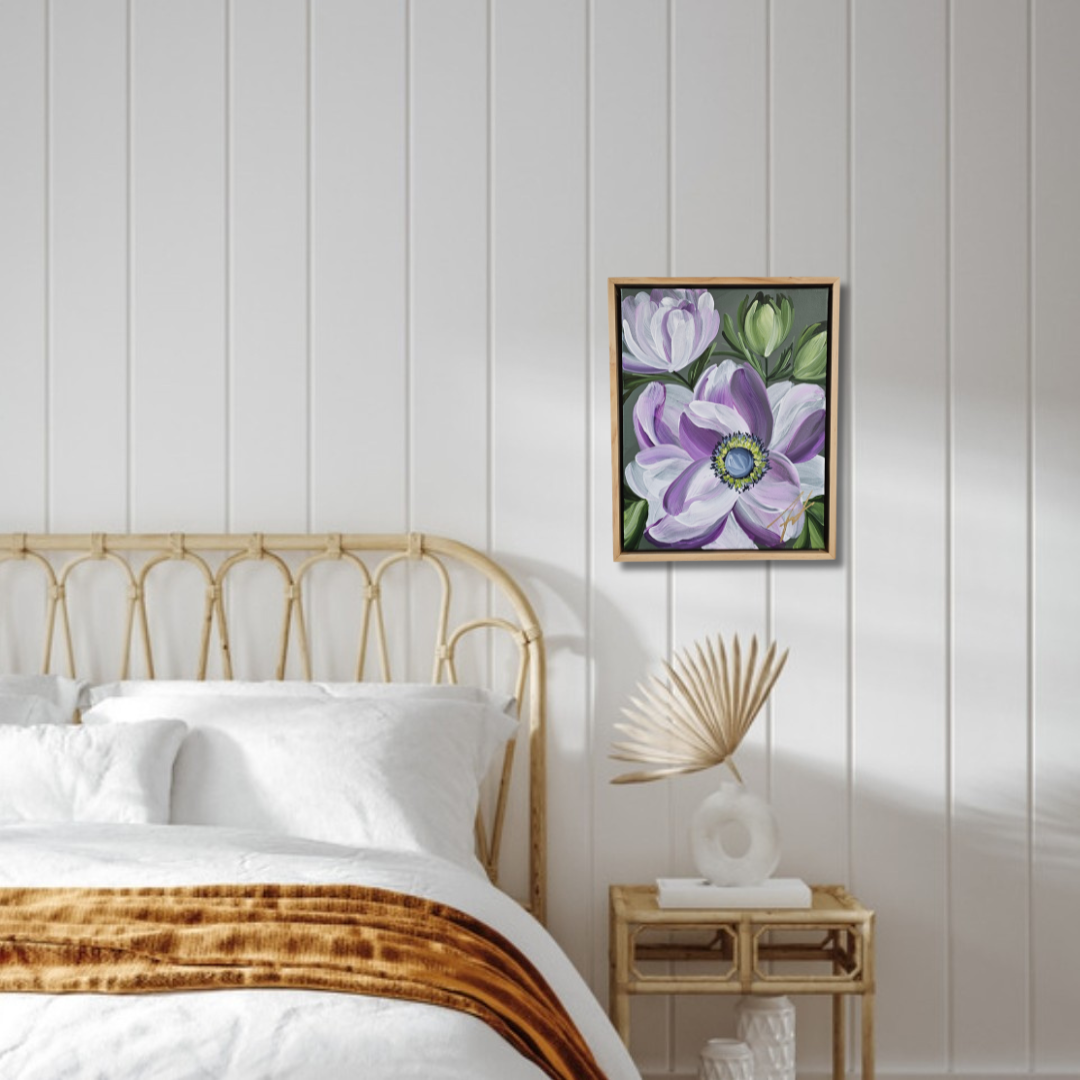 "Embrace" 1 _ Anemone Flower Painting by Zoe White _ Acrylic on canvas