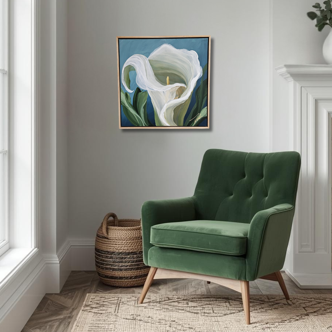 "Elegant" #2 Calla Lily Flower Painting by Zoe White _ Acrylic on canvas