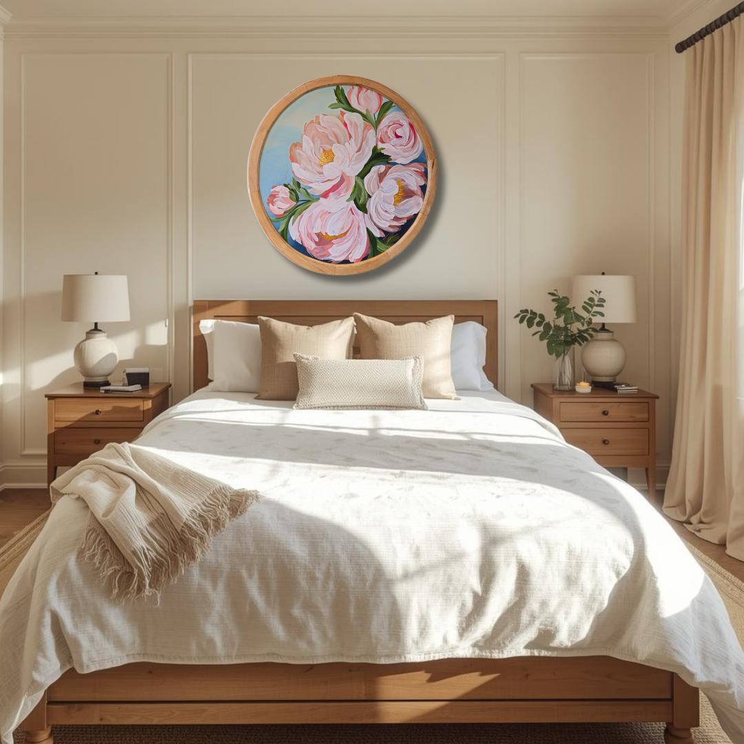 "Fresh Blooms" Peony Flower Painting by Zoe White _ Acrylic on canvas