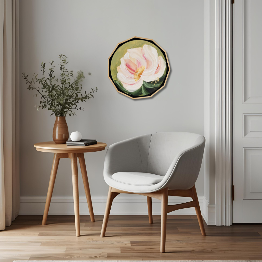 "New Chapter" Peony Flower Painting by Zoe White _ Acrylic on canvas