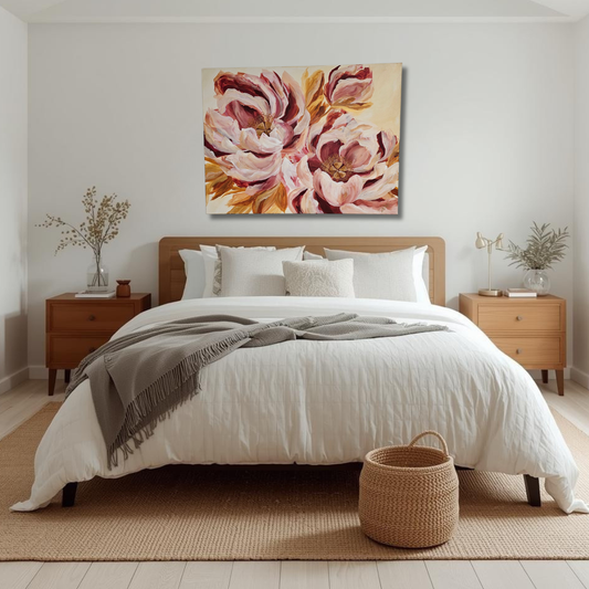 SALE 50% - Believe Painting_ Peony Flower Painting by Zoe White _ Acrylic on canvas