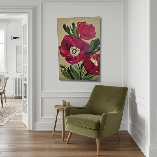 SALE 50% - Lovely _ Poppy Flower Painting by Zoe White _ Acrylic on canvas