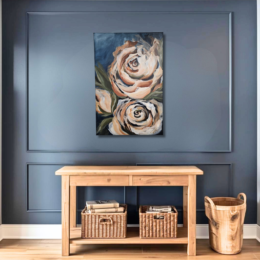 SALE 50% - Heritage Collection #6 Rose Flower Painting by Zoe White _ Acrylic on canvas
