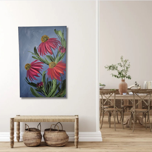 SALE 50% - Grace _ Coneflower Painting by Zoe White _ Acrylic on canvas