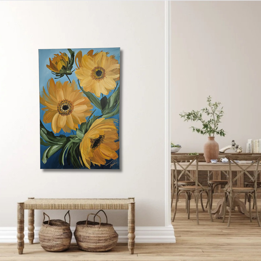 SALE 50% - Shine _ Sunflower Flower Painting by Zoe White _ Acrylic on canvas
