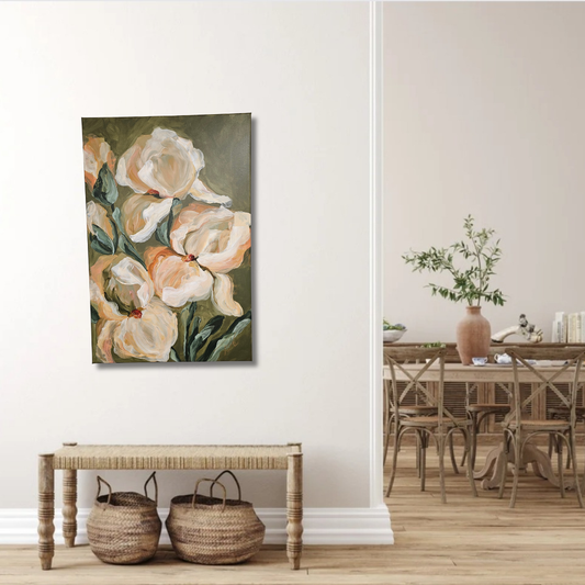 SALE 50% - Faithful _Irises Flower Painting by Zoe White _ Acrylic on canvas