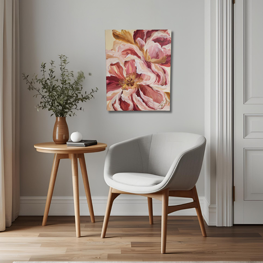 SALE 50% - Believe Collection #6_ Peony Flower Painting by Zoe White _ Acrylic on canvas