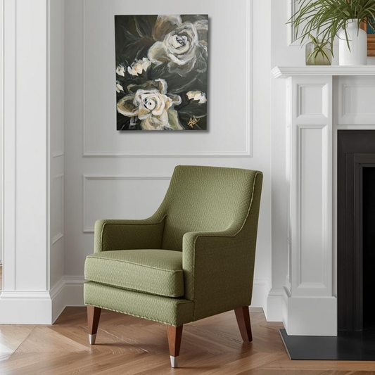 SALE 50% - "Breath of Wonder" #3 Gardenia Flower Painting by Zoe White _ Acrylic on canvas