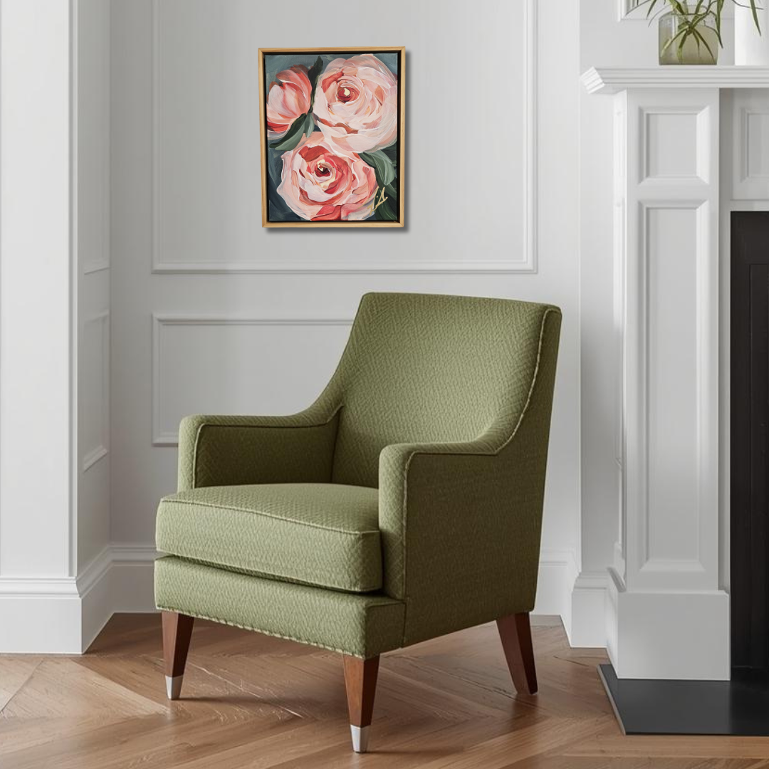 "Promise Rising"#1 Rose Flower Painting by Zoe White _ Acrylic on canvas