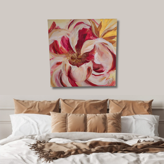 SALE 50% - Believe Collection #2_ Peony Flower Painting by Zoe White _ Acrylic on canvas